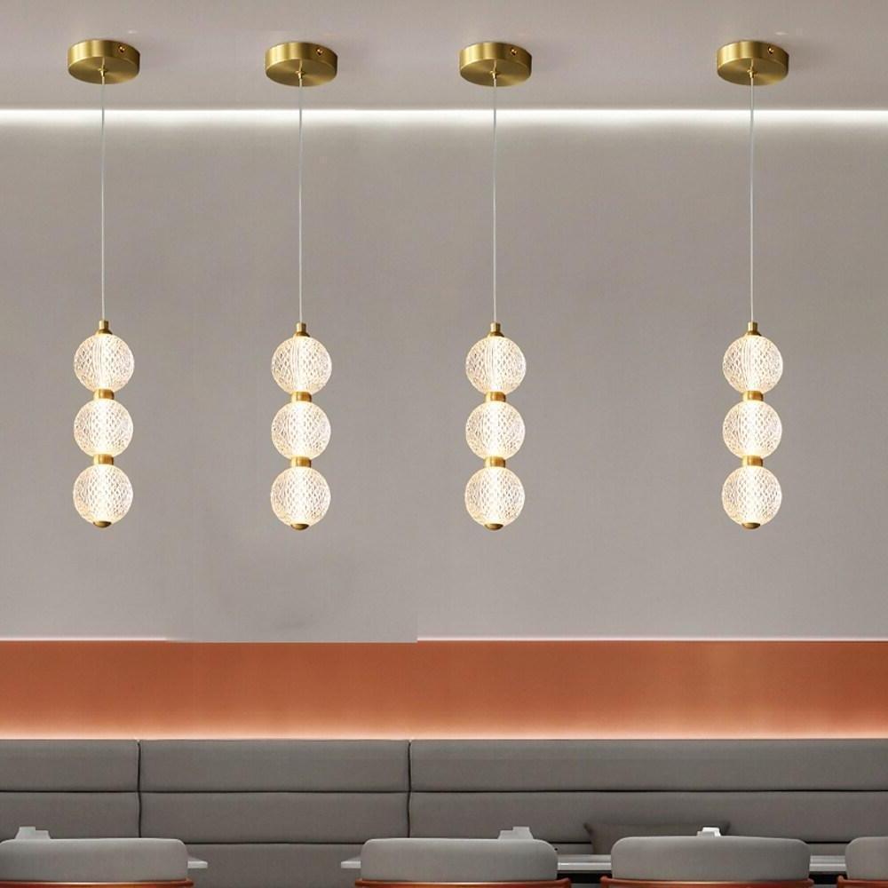 Modern Nordic Geometric LED Copper Pendant Light with Acrylic Globe Shades