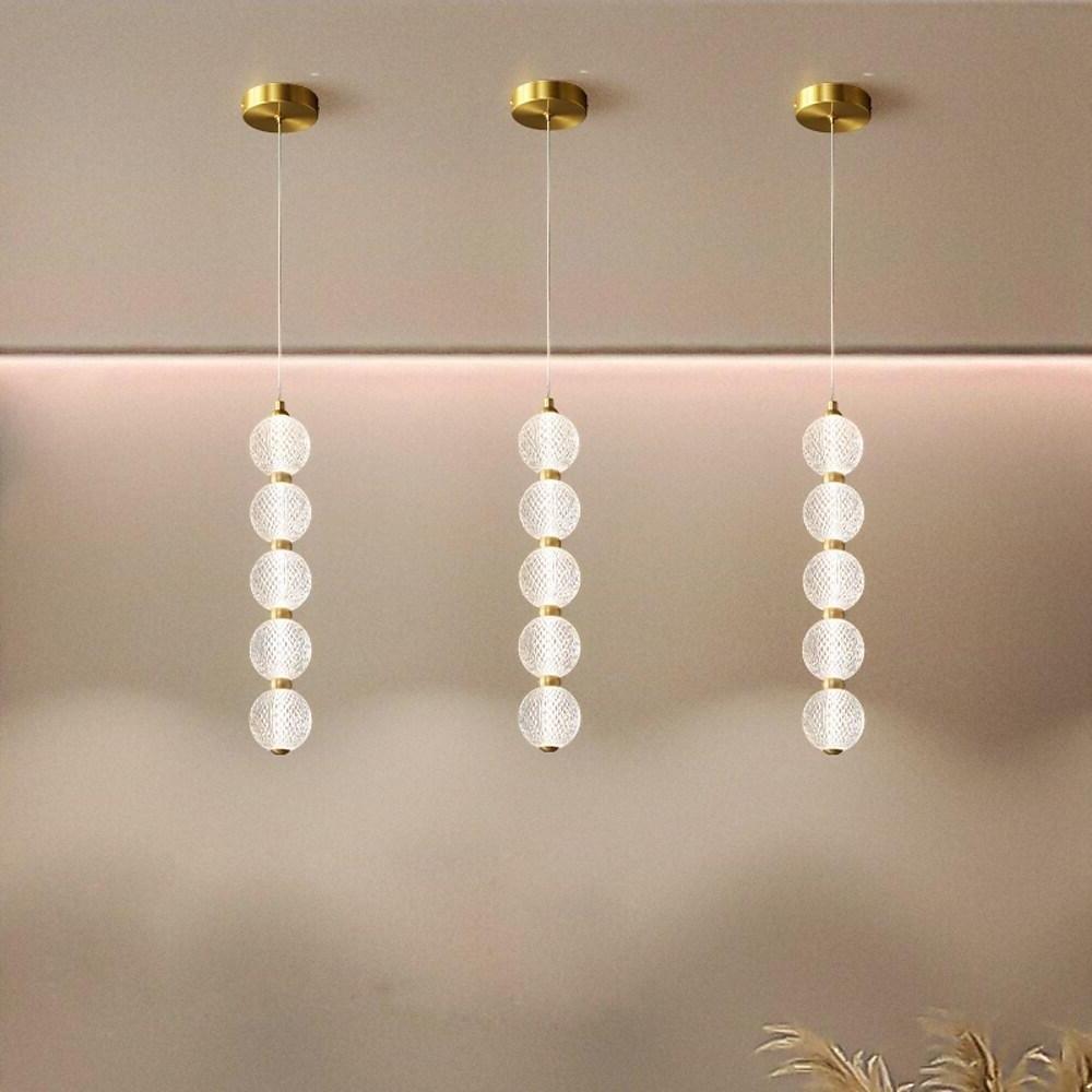 Modern Nordic Geometric LED Copper Pendant Light with Acrylic Globe Shades