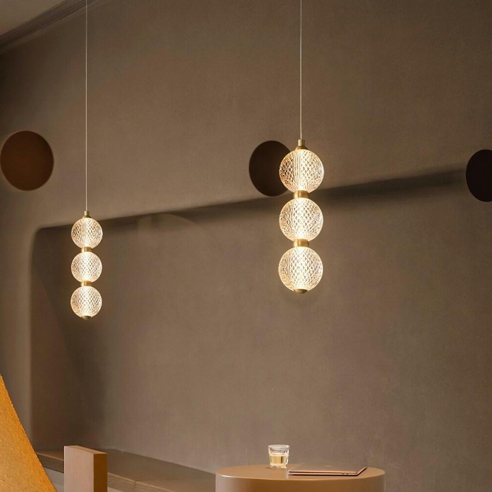 Modern Nordic Geometric LED Copper Pendant Light with Acrylic Globe Shades