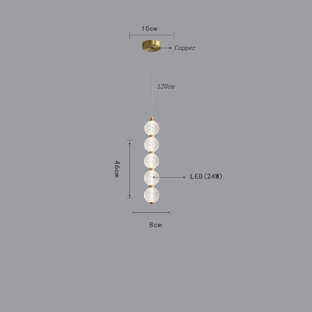 Modern Nordic Geometric LED Copper Pendant Light with Acrylic Globe Shades