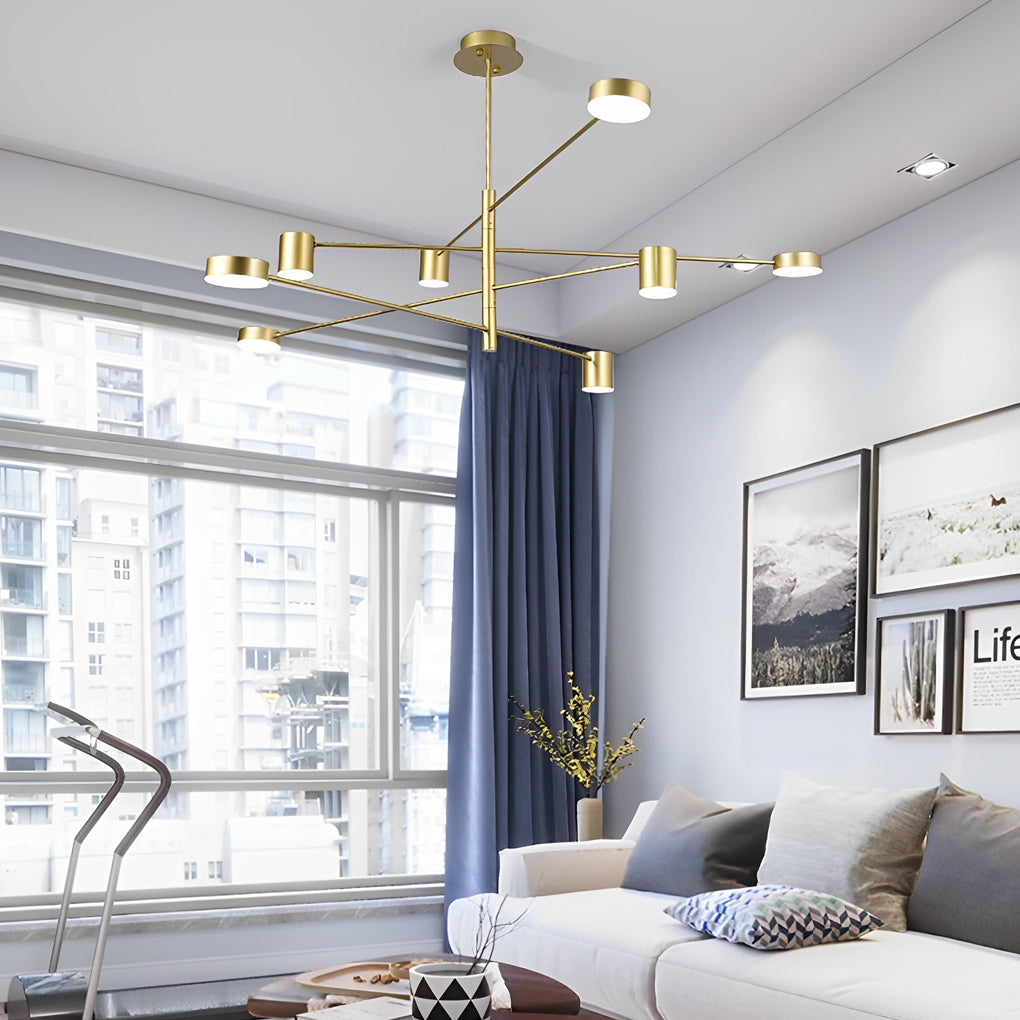 Modern Nordic Geometric LED Pendant Light Gold Metal and Acrylic Chandelier for Living Room