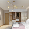 Modern Nordic Geometric LED Pendant Light Gold Metal and Acrylic Chandelier for Living Room