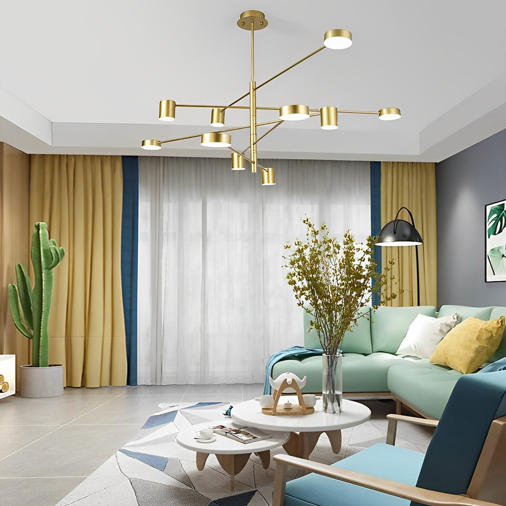 Modern Nordic Geometric LED Pendant Light Gold Metal and Acrylic Chandelier for Living Room