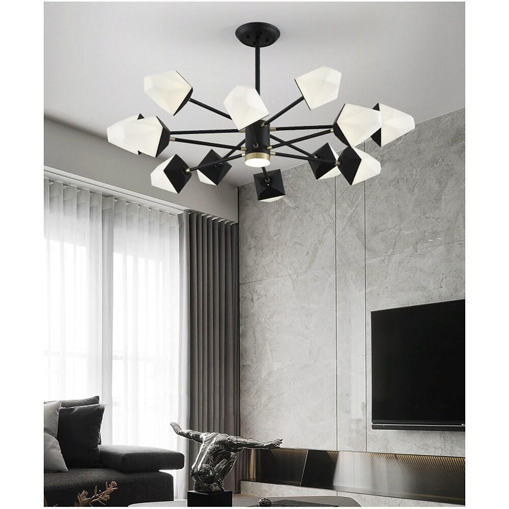 Modern Nordic Geometric LED Pendant Light Metal Acrylic Chandelier for Living Room