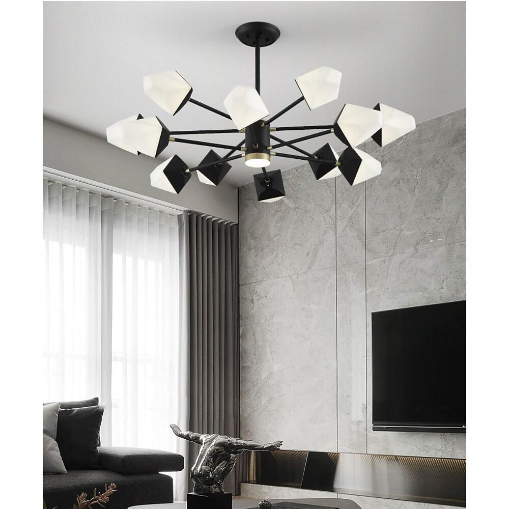 Modern Nordic Geometric LED Pendant Light Metal Acrylic Chandelier for Living Room