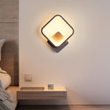 Modern Nordic Geometric LED Wall Sconce Square Iron Minimalist Lighting for Bedroom and Office