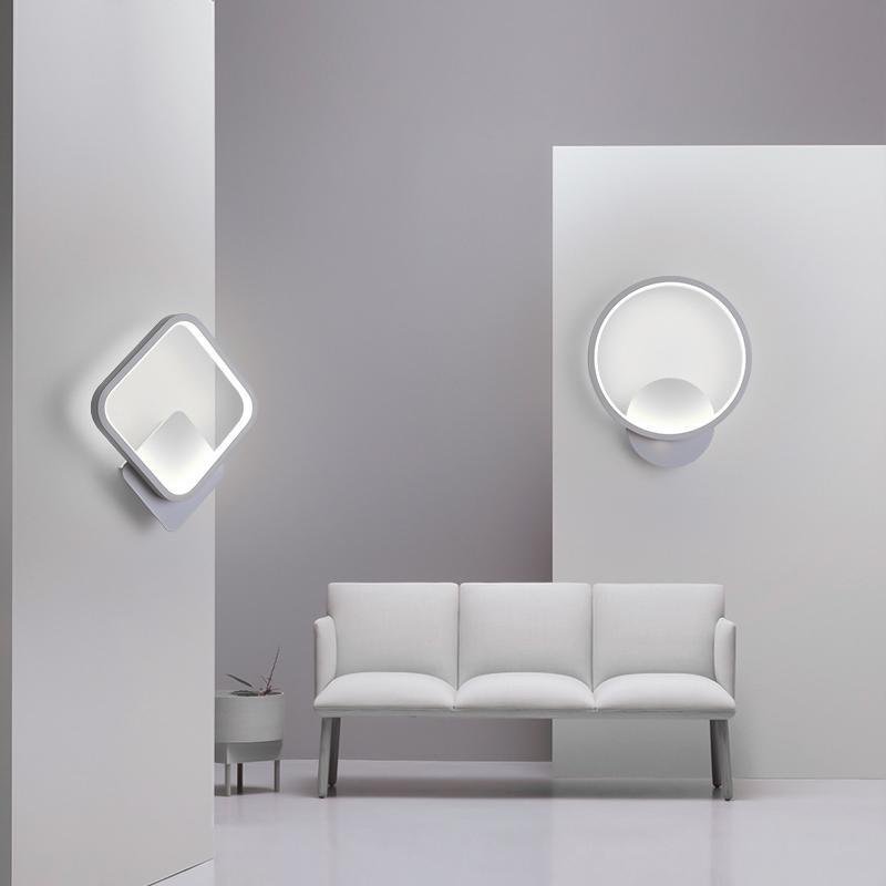 Modern Nordic Geometric LED Wall Sconce Square Iron Minimalist Lighting for Bedroom and Office