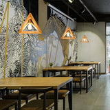 Modern Nordic Geometric Wood Frame Hanging Pendant Light Minimalist Art Chandelier