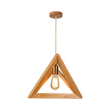 Modern Nordic Geometric Wood Frame Hanging Pendant Light Minimalist Art Chandelier
