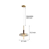 Modern Nordic Glass and Walnut Wood Pendant Light with Brass Accents and 3 Step Dimming