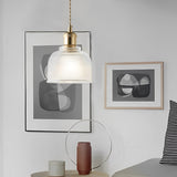 Modern Nordic Glass Bowl Pendant Light with Electroplated Metal Finish for Kitchen Island