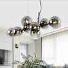 Modern Nordic Glass Bubble Chandelier with 8 Light Metal Industrial Frame for Dining Room