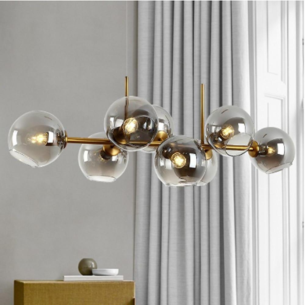 Modern Nordic Glass Bubble Chandelier with 8 Light Metal Industrial Frame for Dining Room