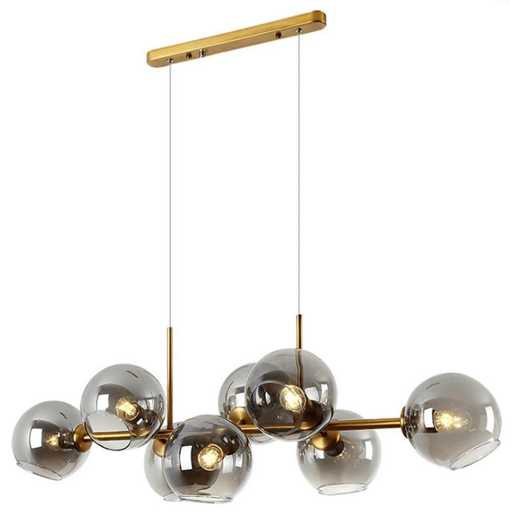 Modern Nordic Glass Bubble Chandelier with 8 Light Metal Industrial Frame for Dining Room