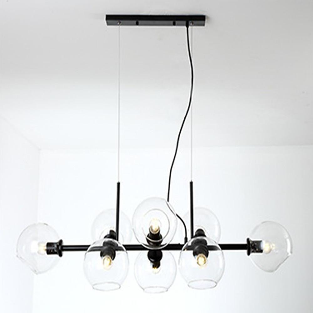 Modern Nordic Glass Bubble Chandelier with 8 Light Metal Industrial Frame for Dining Room