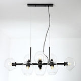 Modern Nordic Glass Bubble Chandelier with 8 Light Metal Industrial Frame for Dining Room