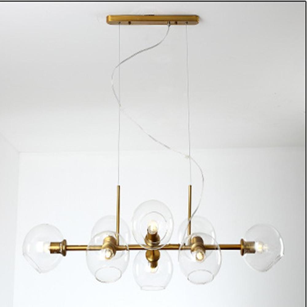 Modern Nordic Glass Bubble Chandelier with 8 Light Metal Industrial Frame for Dining Room