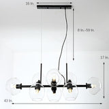 Modern Nordic Glass Bubble Chandelier with 8 Light Metal Industrial Frame for Dining Room