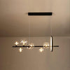 Modern Nordic Glass Bubble Chandelier with Integrated LED Ring and Black Linear Frame