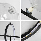 Modern Nordic Glass Bubble Chandelier with Integrated LED Ring and Black Linear Frame