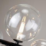 Modern Nordic Glass Bubble Chandelier with Integrated LED Ring and Black Linear Frame