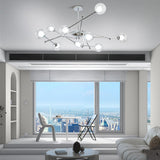 Modern Nordic Glass Globe Chandelier with 3 Color Dimming LED for Living Room