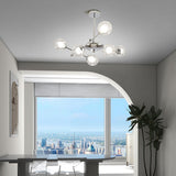 Modern Nordic Glass Globe Chandelier with 3 Color Dimming LED for Living Room