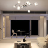 Modern Nordic Glass Globe Chandelier with 3 Color Dimming LED for Living Room