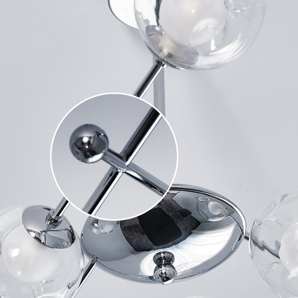 Modern Nordic Glass Globe Chandelier with 3 Color Dimming LED for Living Room
