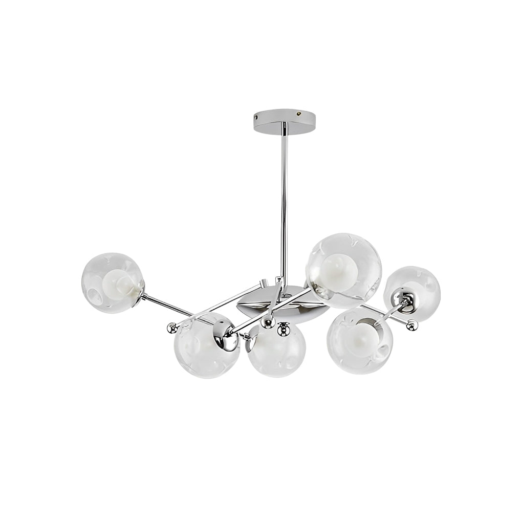Modern Nordic Glass Globe Chandelier with 3 Color Dimming LED for Living Room