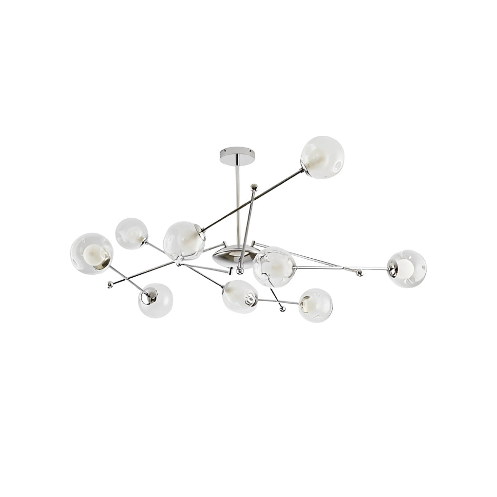 Modern Nordic Glass Globe Chandelier with 3 Color Dimming LED for Living Room