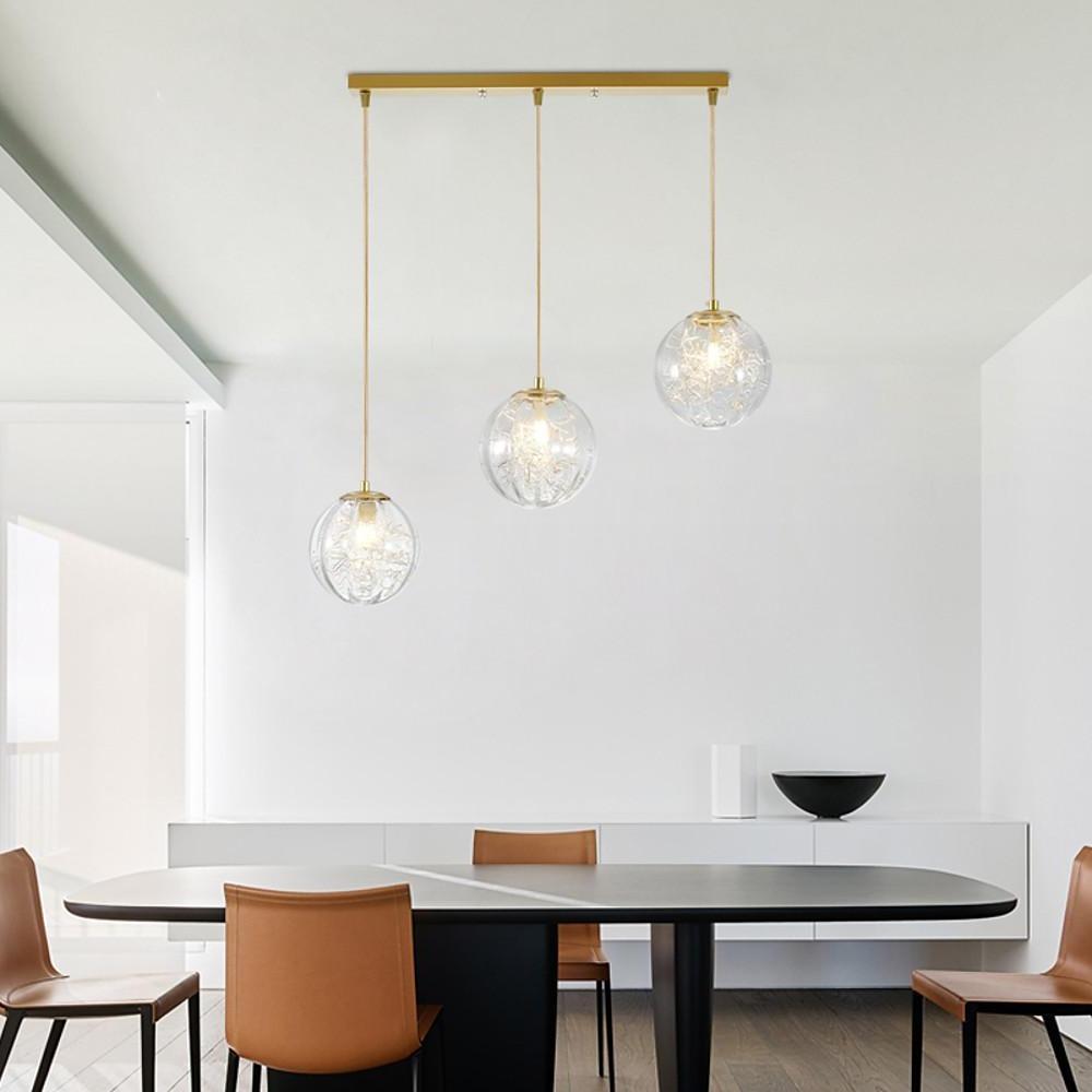 Modern Nordic Glass Globe Pendant Light Artistic Spherical Hanging Lamp for Kitchen and Bedroom
