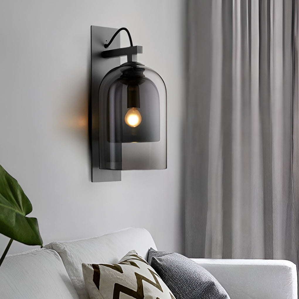 Modern Nordic Glass Globe Wall Sconce Minimalist Iron Plug In Indoor Wall Lamp for Bedroom Corridor