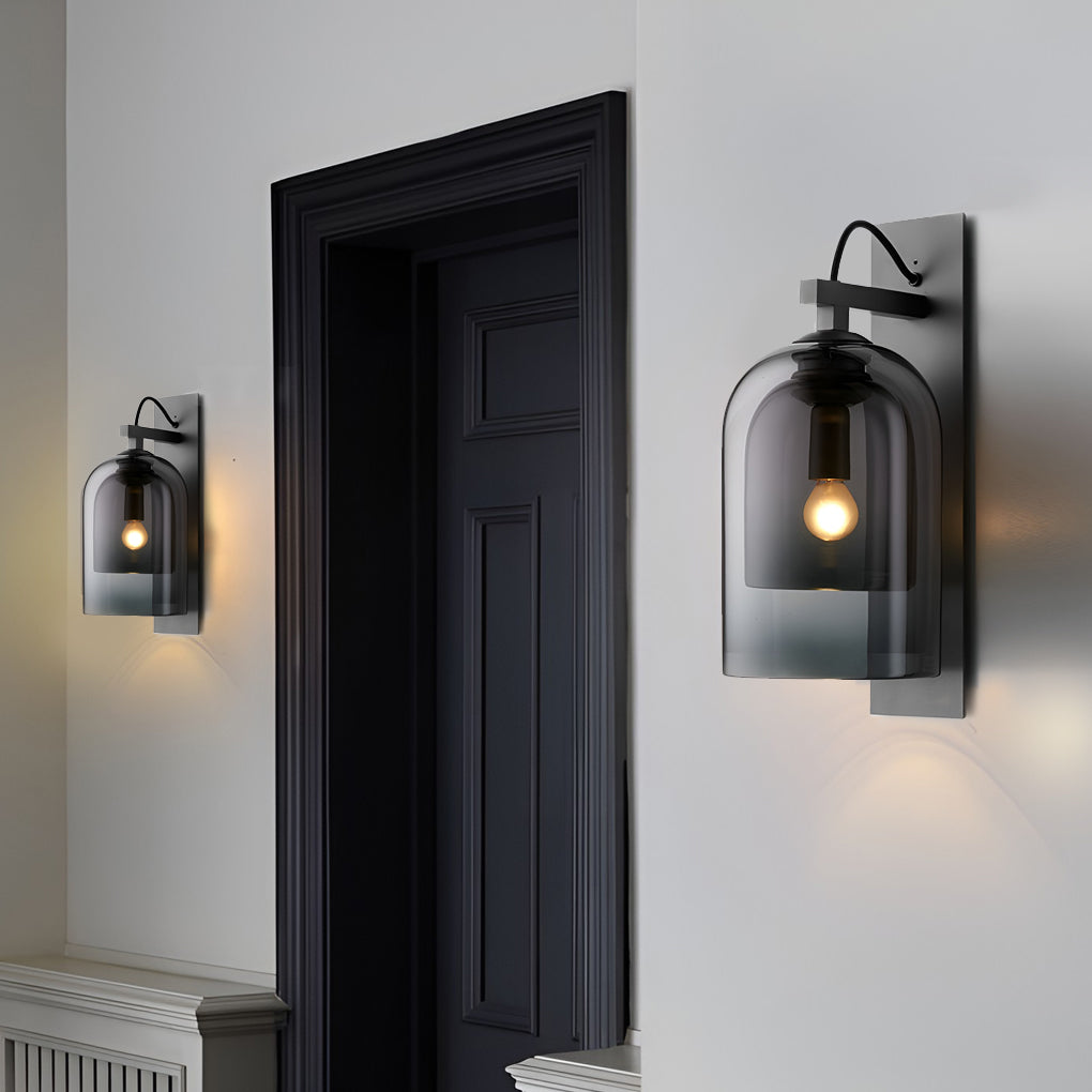 Modern Nordic Glass Globe Wall Sconce Minimalist Iron Plug In Indoor Wall Lamp for Bedroom Corridor