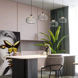 Modern Nordic Glass LED Pendant Light Minimalist Hanging Fixture for Bedroom Bedside and Dining Room