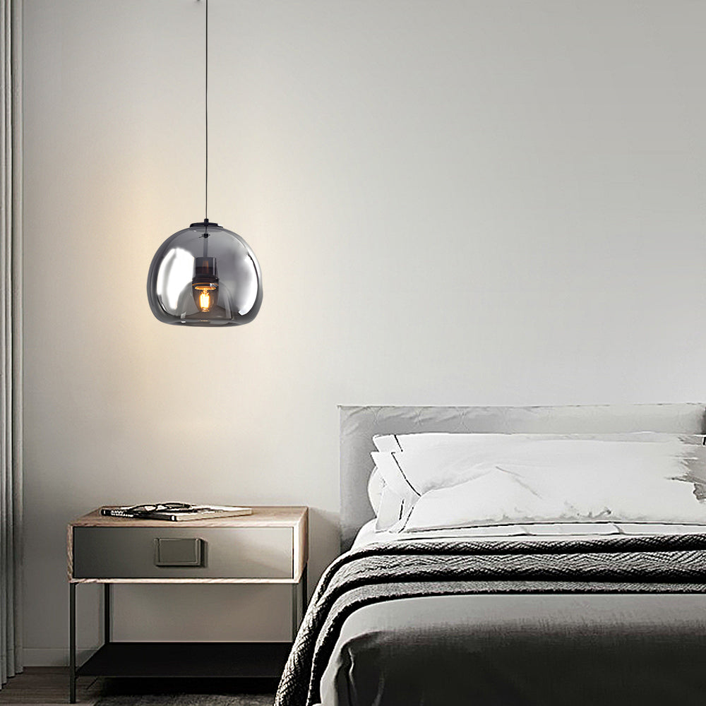 Modern Nordic Glass Pendant Light Fixture in Cognac and Smoke Gray for Living and Dining Rooms