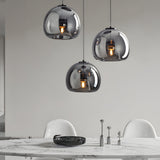 Modern Nordic Glass Pendant Light Fixture in Cognac and Smoke Gray for Living and Dining Rooms