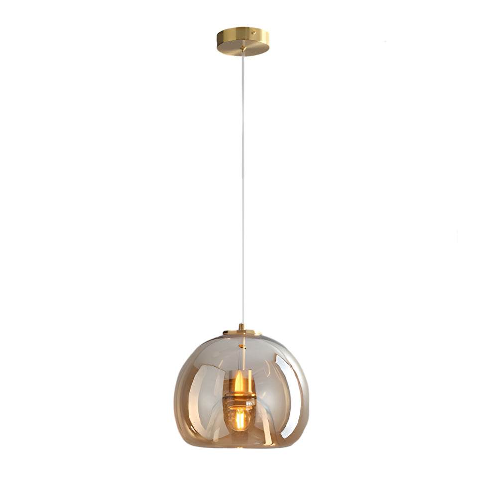 Modern Nordic Glass Pendant Light Fixture in Cognac and Smoke Gray for Living and Dining Rooms