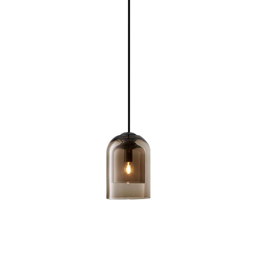 Modern Nordic Glass Pendant Light for Dining Room and Bedroom Elegant Amber Smoke Gray Hanging Ceiling Lamp