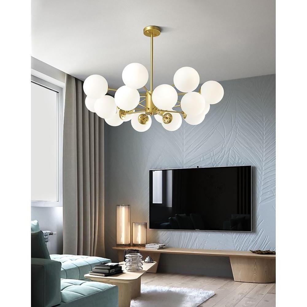 Modern Nordic Globe Cluster Pendant Light Metal and Glass LED Ceiling Fixture for Living Room