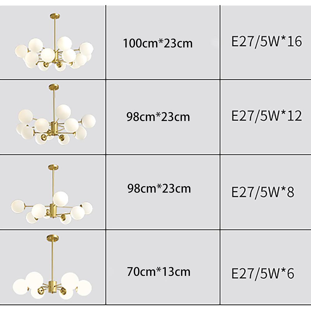 Modern Nordic Globe Cluster Pendant Light Metal and Glass LED Ceiling Fixture for Living Room