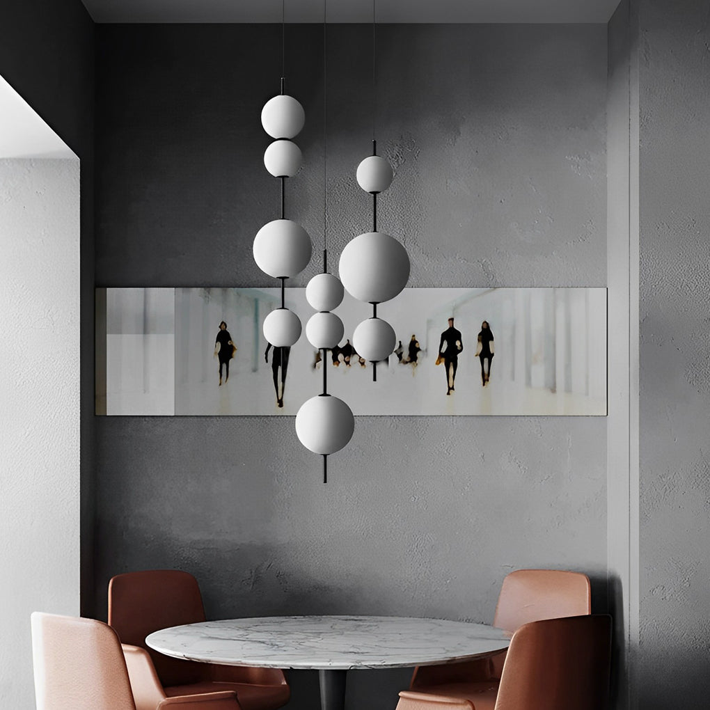 Modern Nordic Gourd White Glass Bubble LED Pendant Lamp Iron Chandelier for Living Room