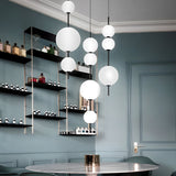 Modern Nordic Gourd White Glass Bubble LED Pendant Lamp Iron Chandelier for Living Room