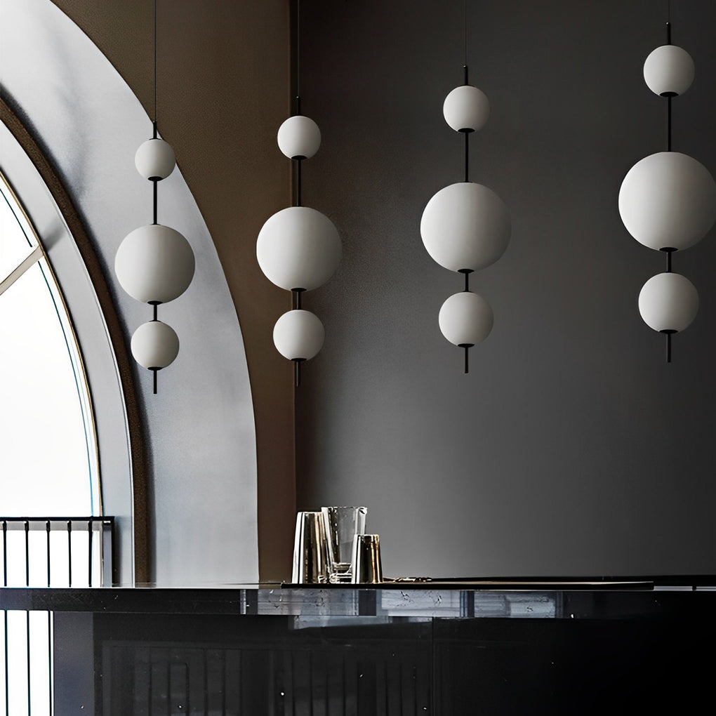 Modern Nordic Gourd White Glass Bubble LED Pendant Lamp Iron Chandelier for Living Room