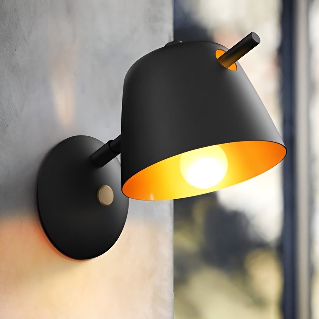 Modern Nordic Hat Style Matte Metal Wall Sconce Lamp for Bedroom and Hallway Lighting