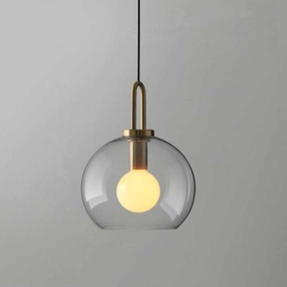 Modern Nordic Industrial Glass Globe Pendant Light for Kitchen Island and Dining Room