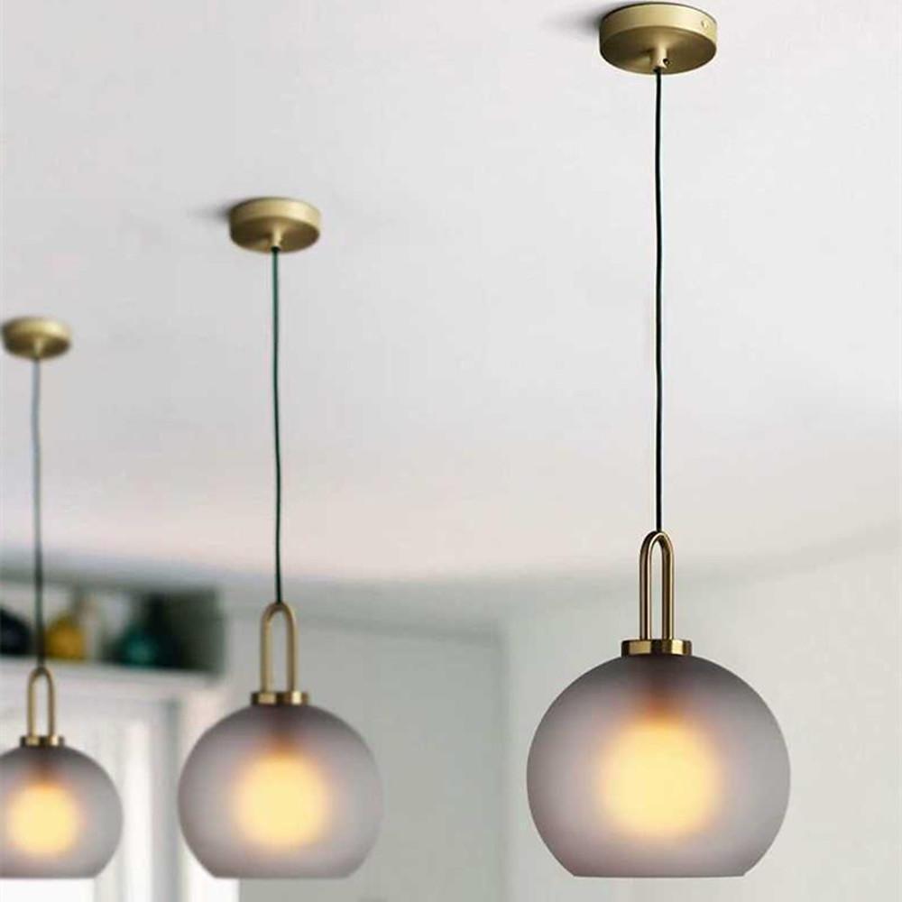 Modern Nordic Industrial Glass Globe Pendant Light for Kitchen Island and Dining Room