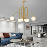 Modern Nordic Iron and Glass Chandelier G9 LED Multi Light Ceiling Fixture for Dining Living Room