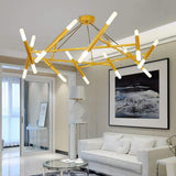 Modern Nordic LED Metal Chandelier 16 Light Industrial Hanging Pendant Lamp for Living Dining Room