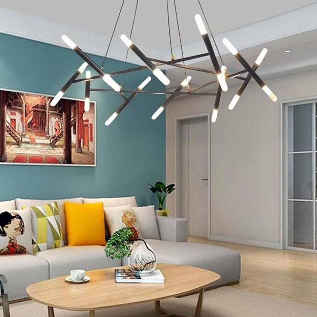 Modern Nordic LED Metal Chandelier 16 Light Industrial Hanging Pendant Lamp for Living Dining Room